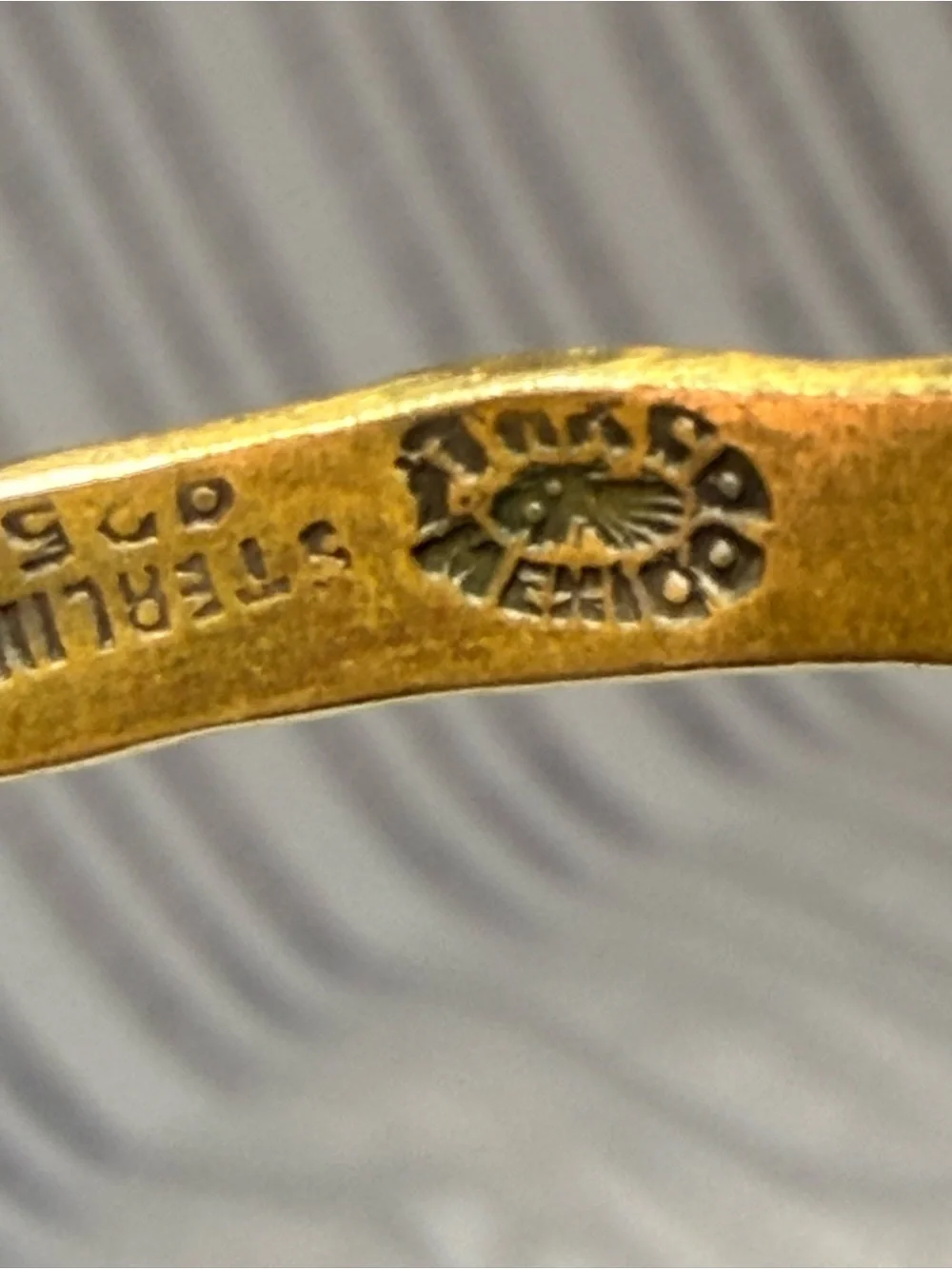 Vintage Taxco Mexico Sterling Silver 925 Brass Bangle Bracelet